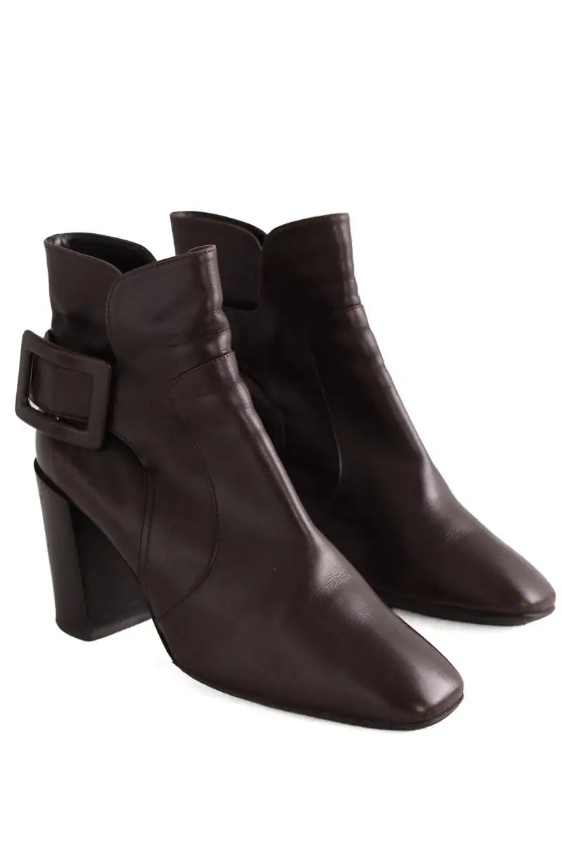 Boots à boucles Roger Vivier Marron en Cuir
