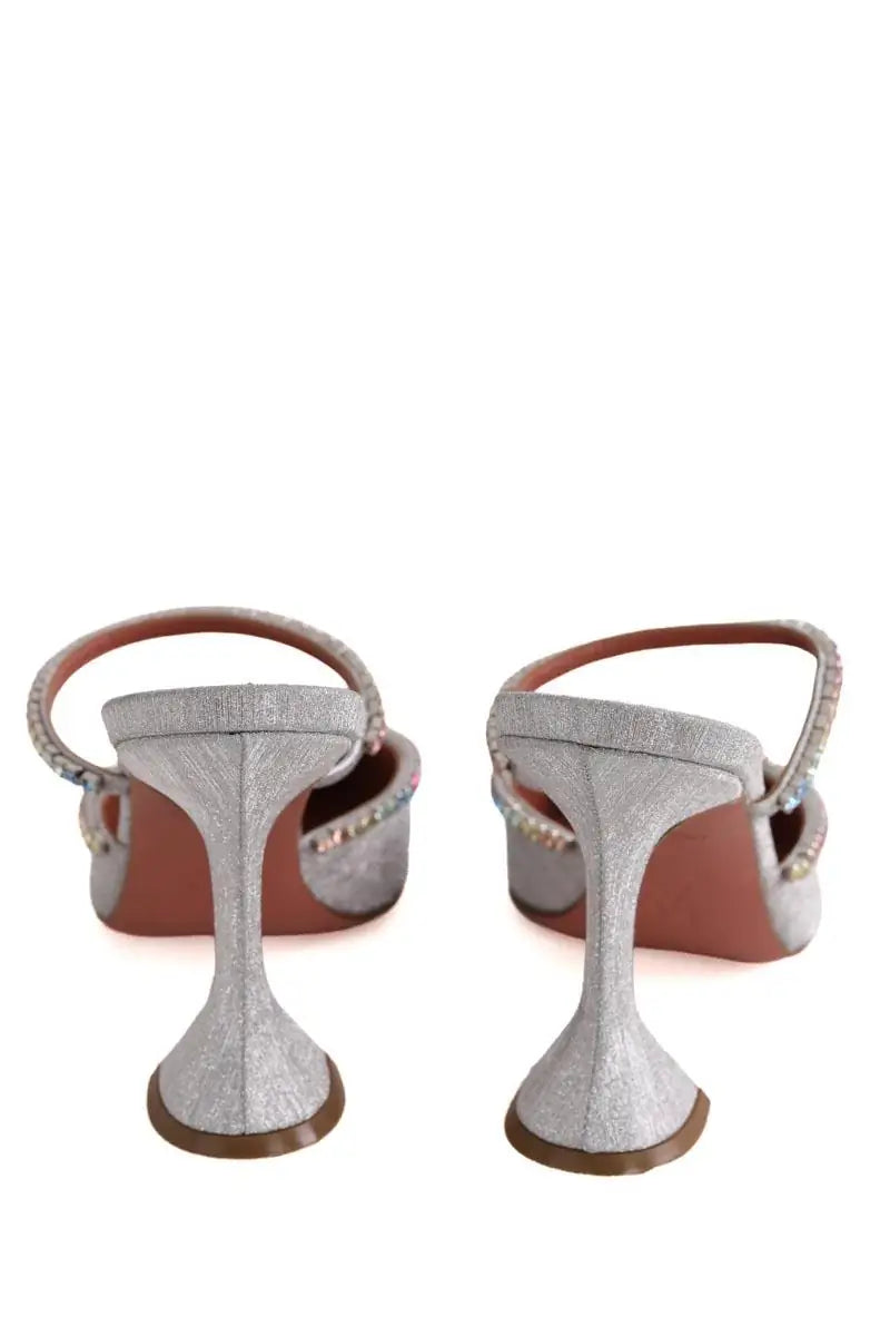 Talons Amina Muaddi Argent en Cuir