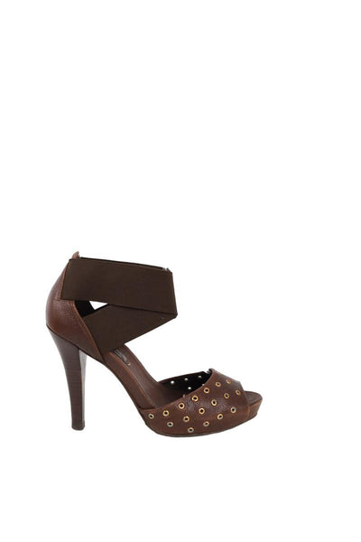 Talons Hauts BCBG Max Azria à Lanière T-Strap Marron/turquoise Cuir - Taille 6.5, Très Bon état