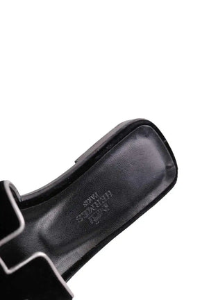 Sandales Oran Hermès ORAN Noir en Cuir