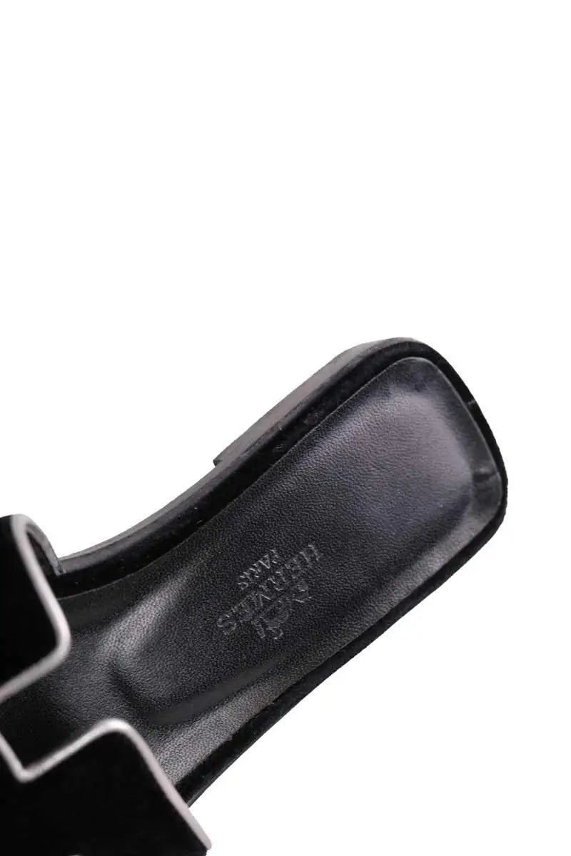 Sandales Oran Hermès ORAN Noir en Cuir