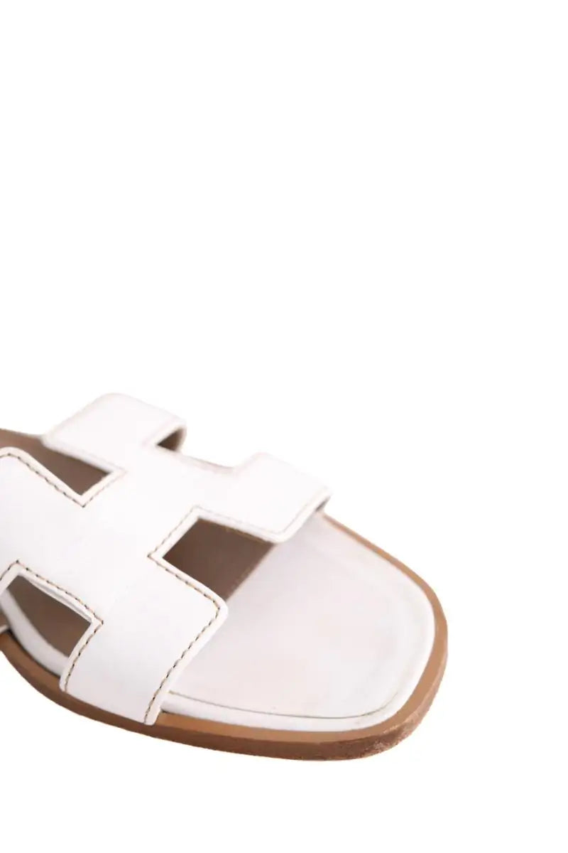 Sandales Oran Hermès ORAN Blanc en Cuir
