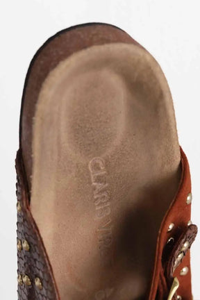 Mules Claris Virot Odette Marron en Cuirs exotiques