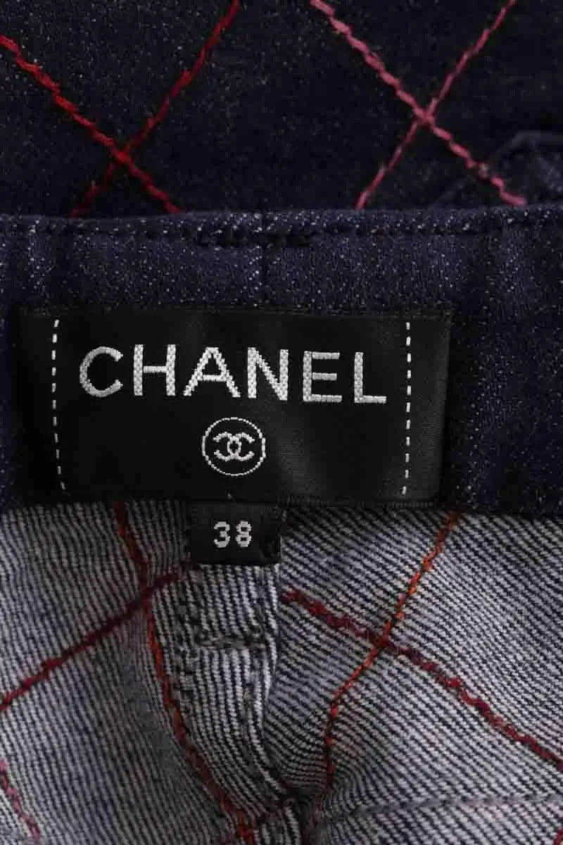 Jean droit Chanel Marine en Coton