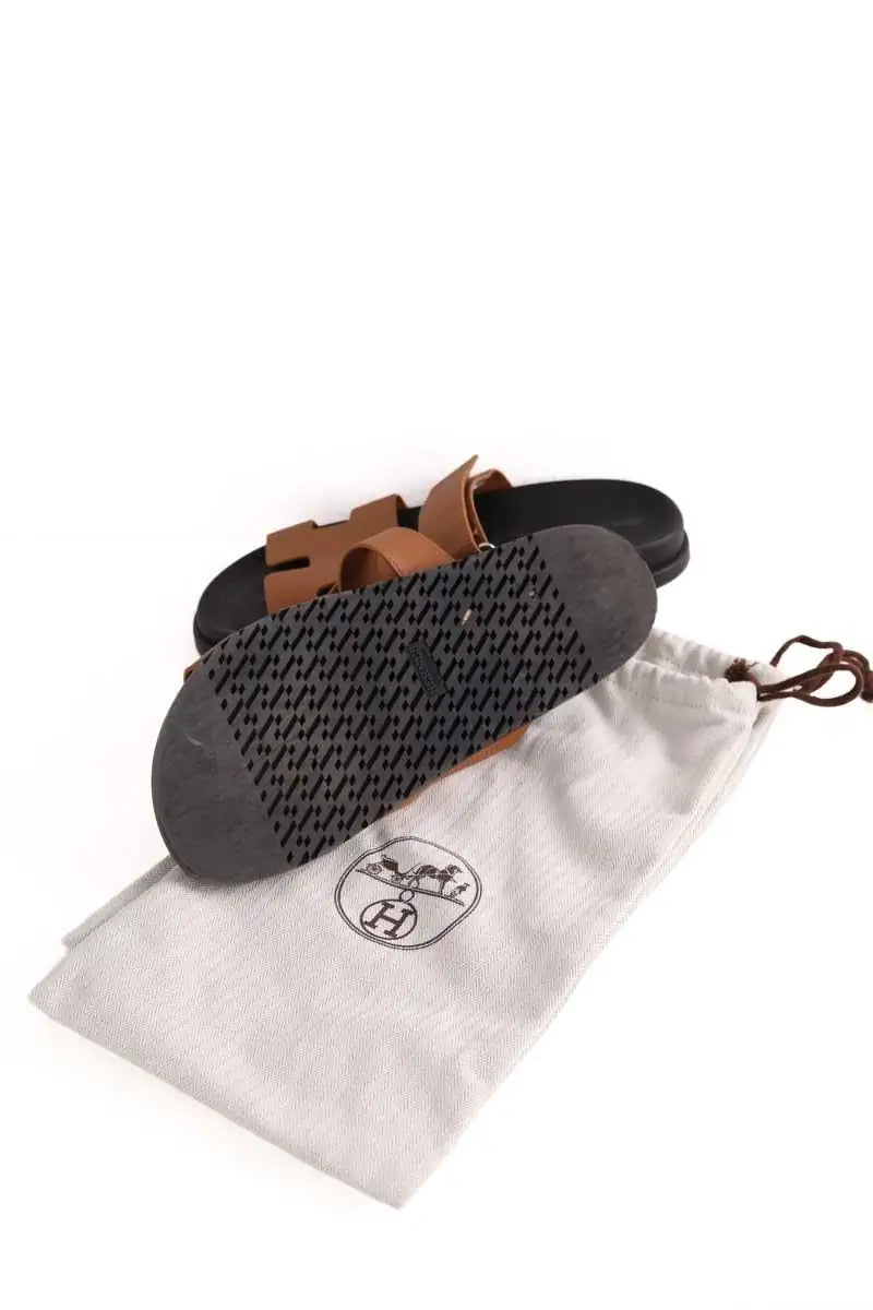 Mules Hermès Chypre Camel en Cuir