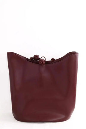 Cabas Bottega Veneta Grand double clam bucket bag Bordeaux en Cuir