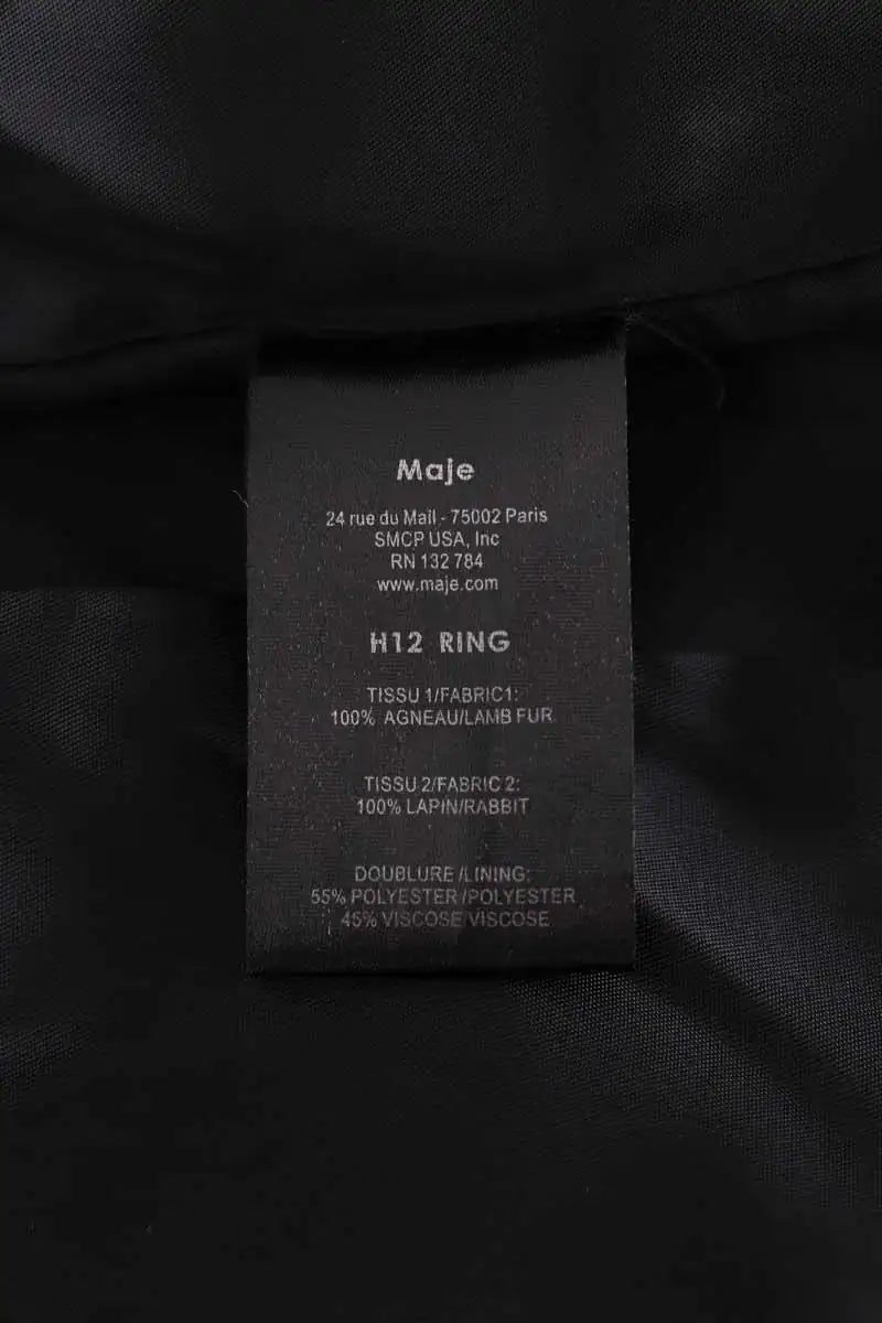 Manteau Maje Noir en Fourrure