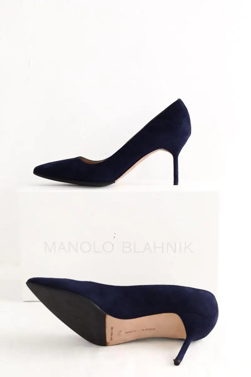 Talons Manolo Blahnik Marine en Daim