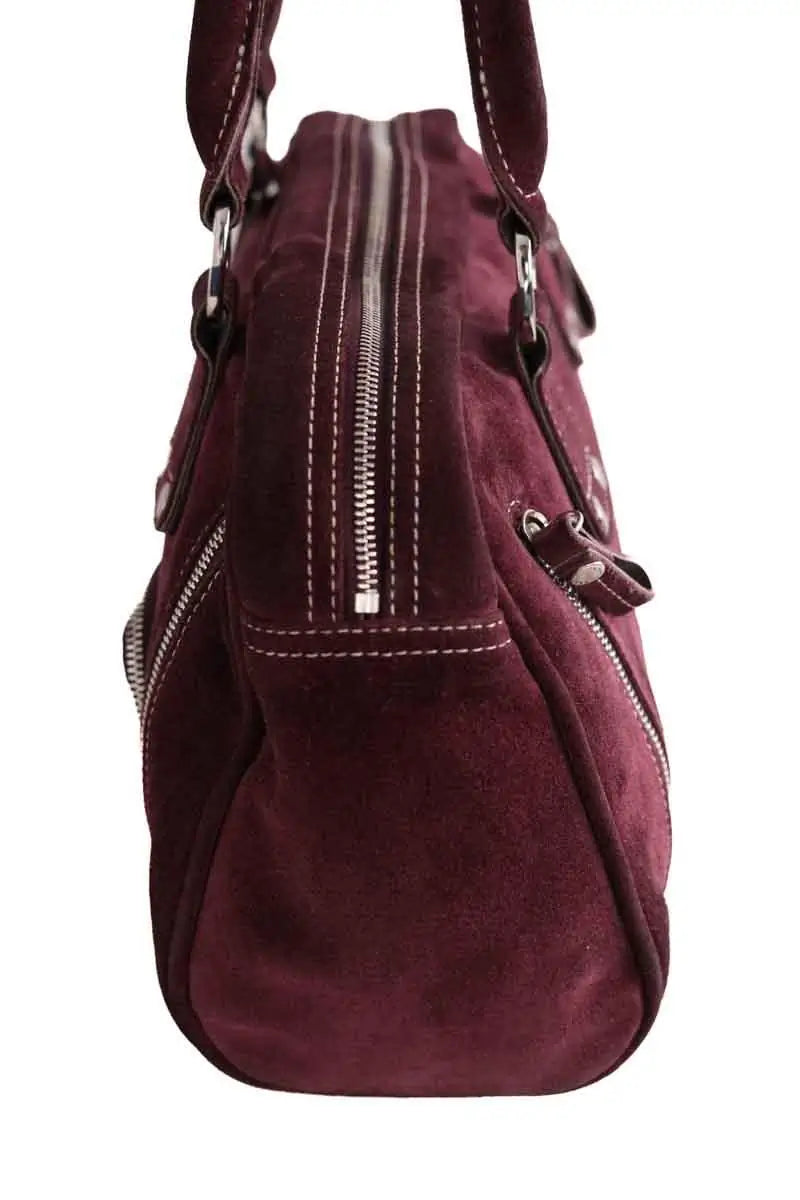 Sac porté épaule Longchamp Violet en Daim