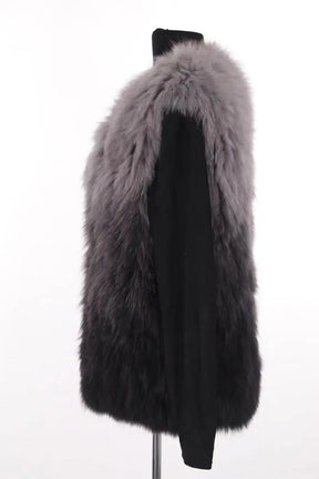 Manteau Maje Gris en Fourrure