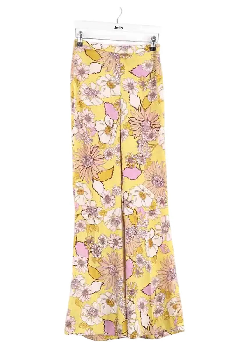 Pantalon droit Sandro Jaune en Synthétique, taille XS - Seconde Main