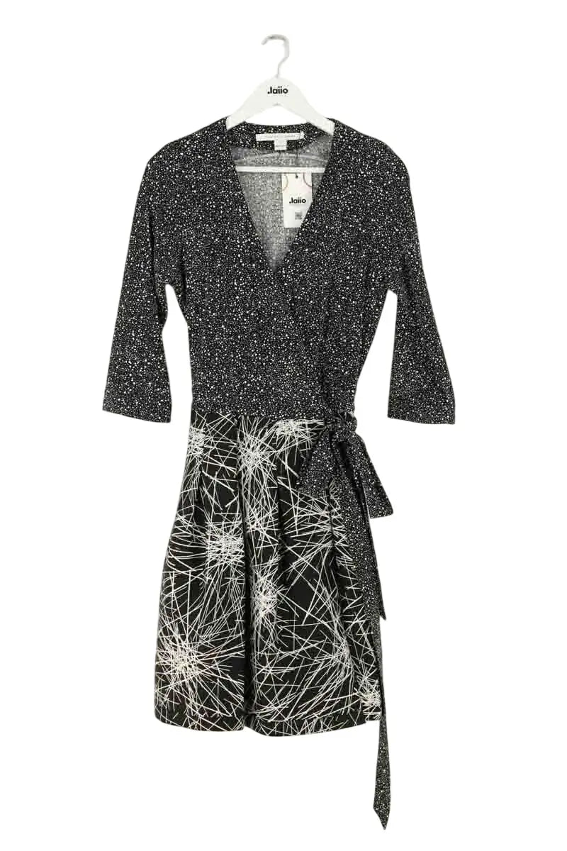 Robe Diane Von Furstenberg Noir en Coton, taille XL - Seconde Main