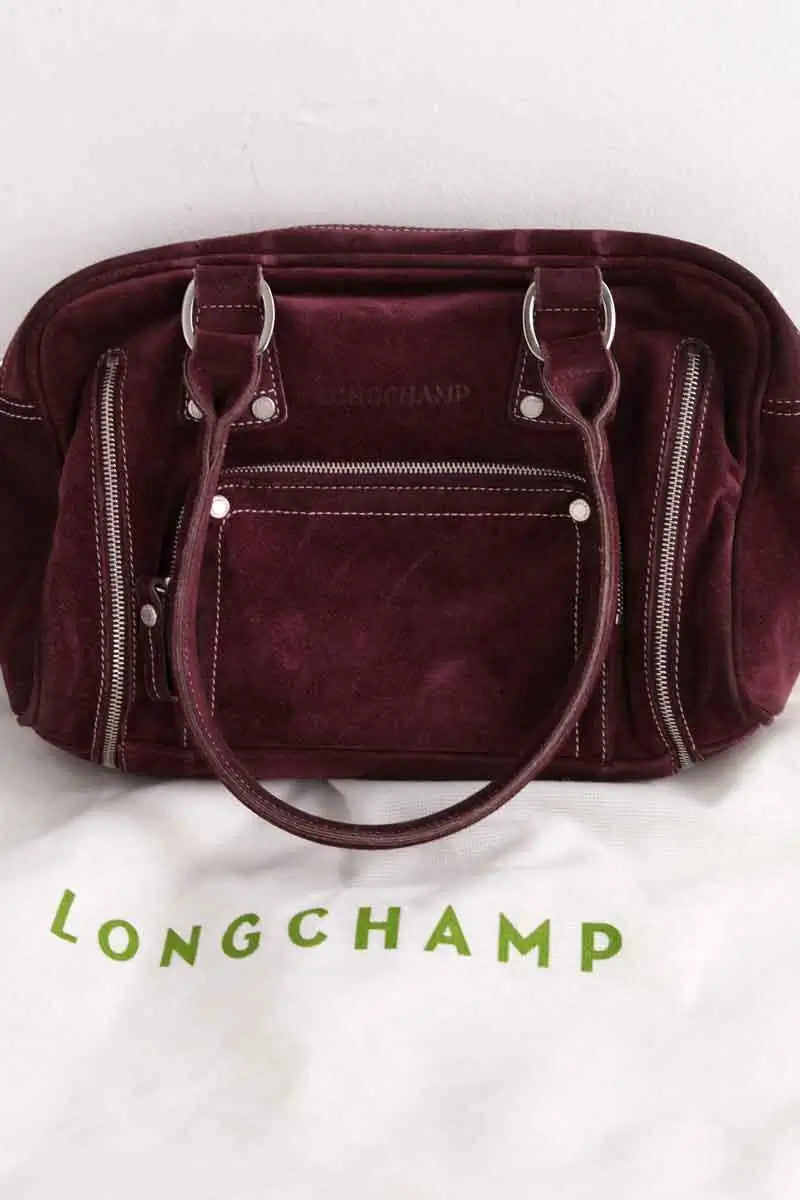 Sac porté épaule Longchamp Violet en Daim