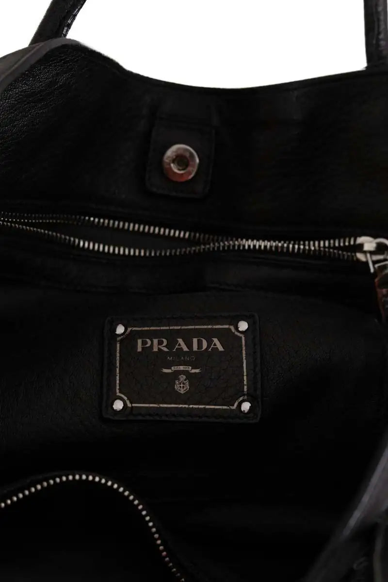 Cabas Prada Noir en Cuir