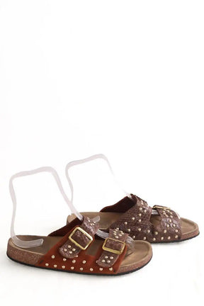 Mules Claris Virot Odette Marron en Cuirs exotiques