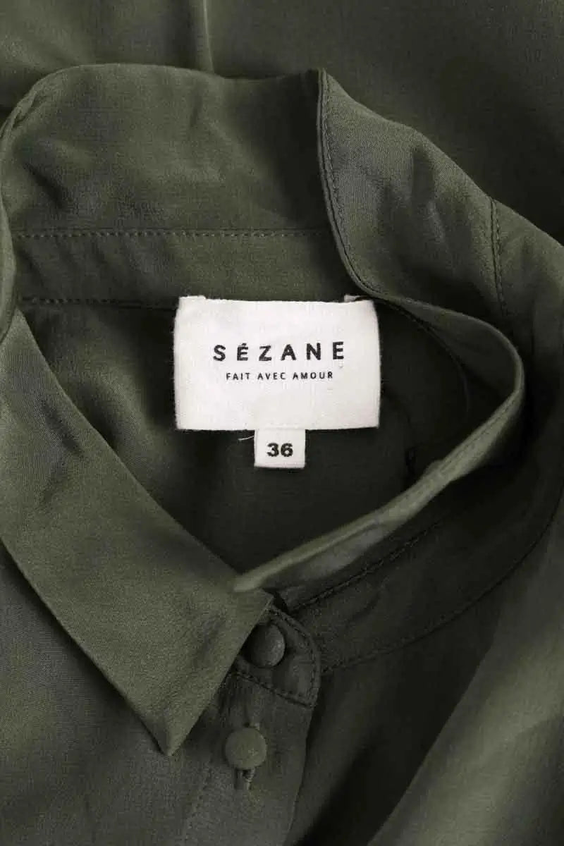 Robe Sézane Kaki en Soie