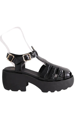 Sandales Maje Noir en Cuir, taille 36 - Seconde Main