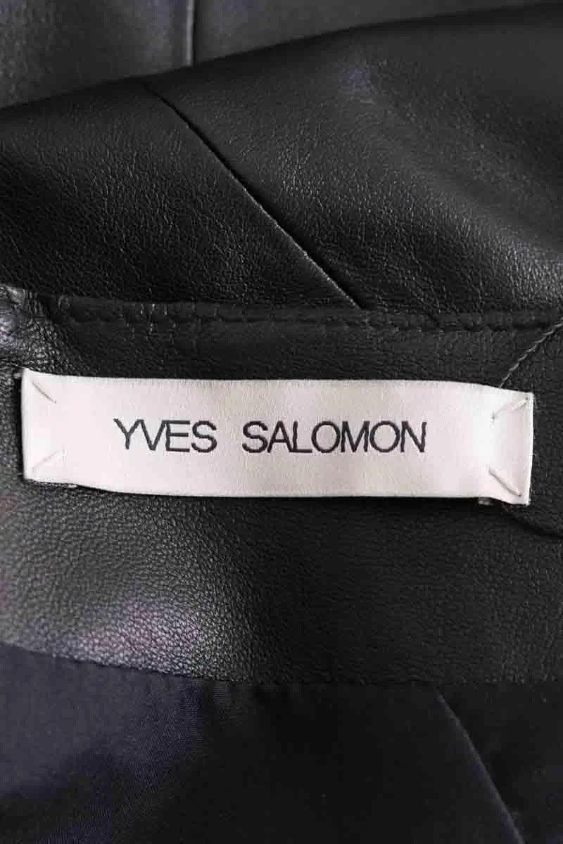Jupe Yves Salomon Noir en Cuir
