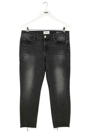 Jean slim Frame Le Garçcon Crop Noir en Coton, taille S - Seconde Main