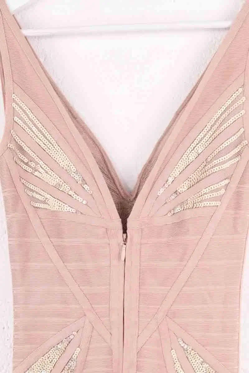 Robe Herve Leger Rose en Viscose