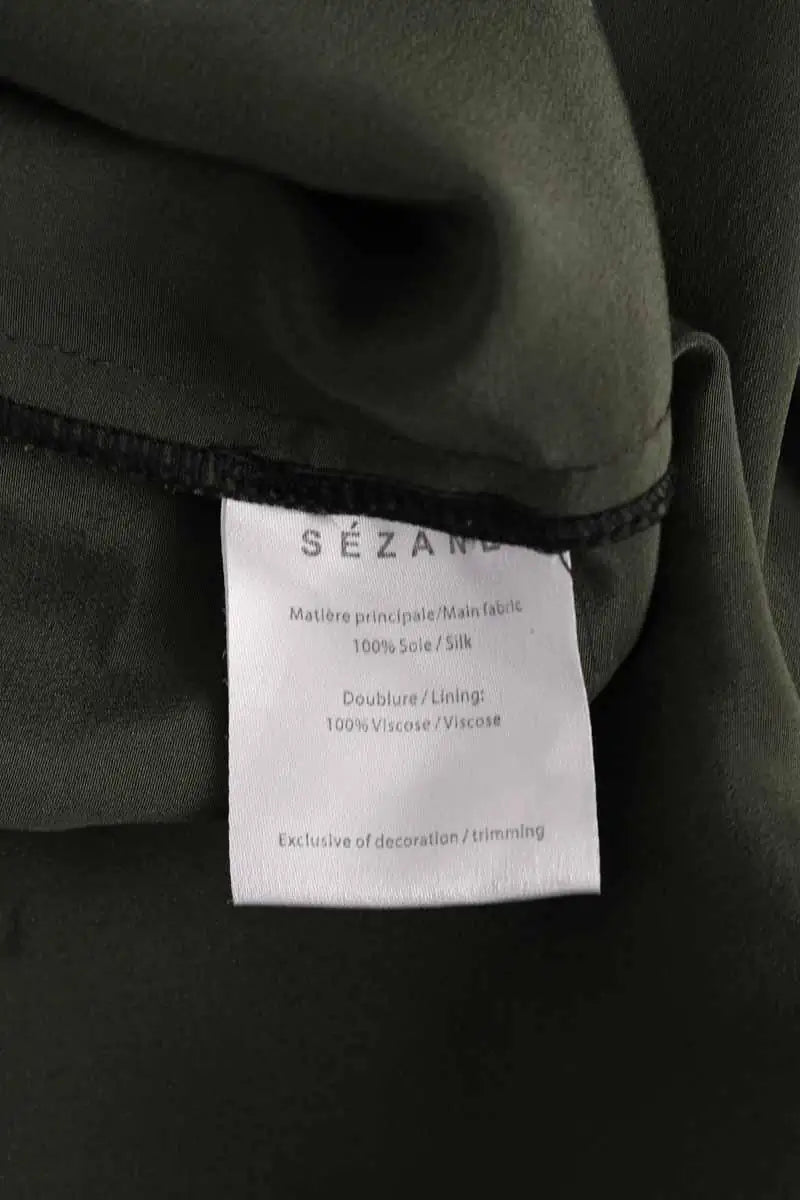 Robe Sézane Kaki en Soie