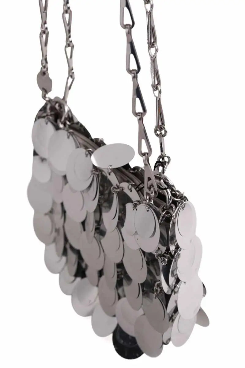 Sac porté épaule Paco Rabanne Sparkle nano Argent en Cuir