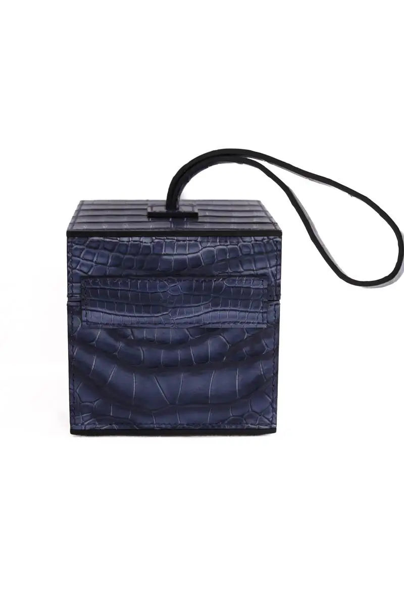 Mini vanity en cuir d'aligator Moynat Bleu en Cuirs exotiques