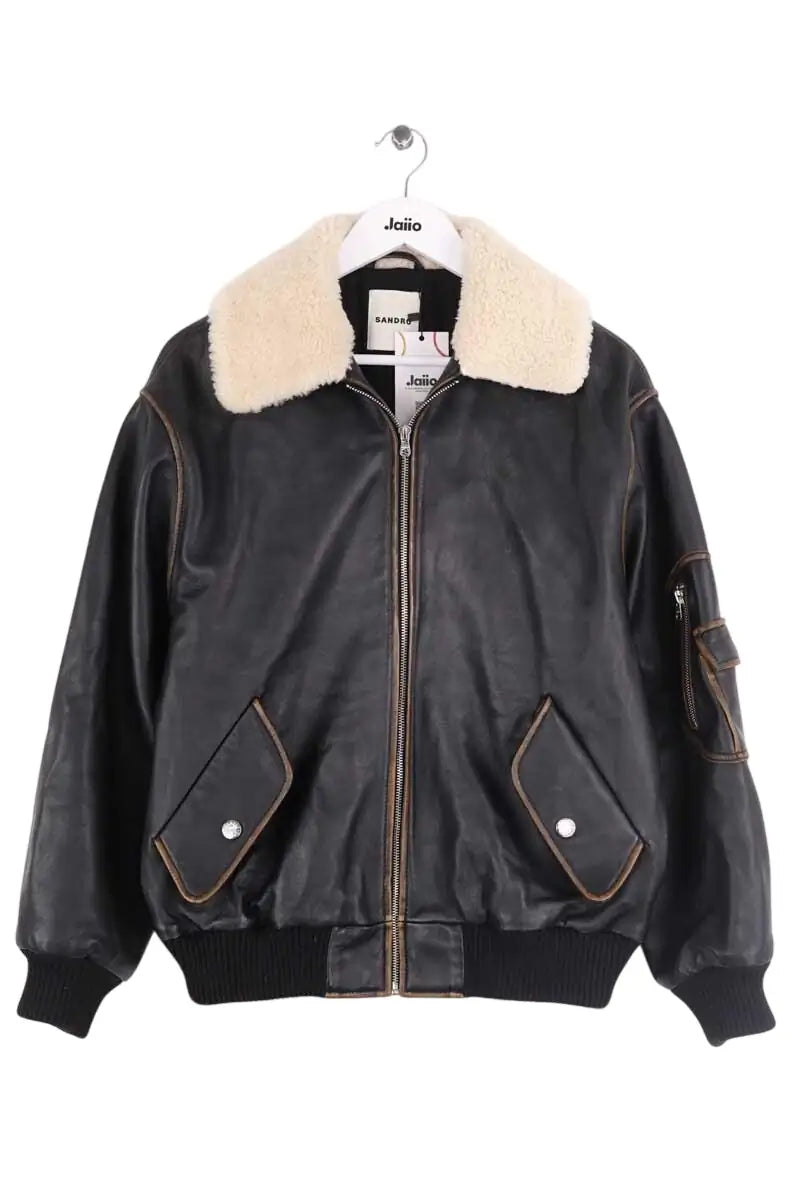 Manteau Sandro Noir en Coton, taille S - Seconde Main