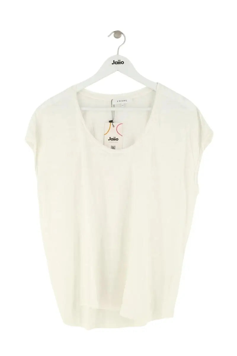 T-shirt Frame Blanc en Lin, taille L - Seconde Main