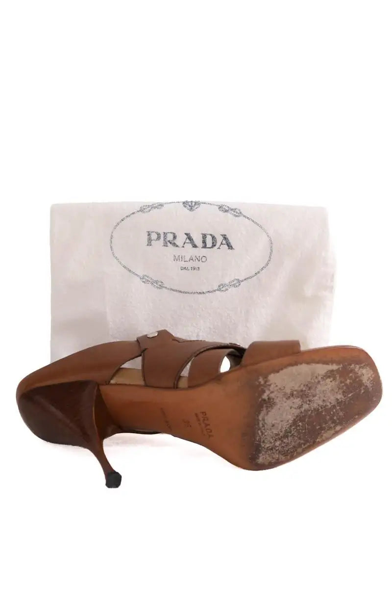 Mules Prada Marron en Cuir