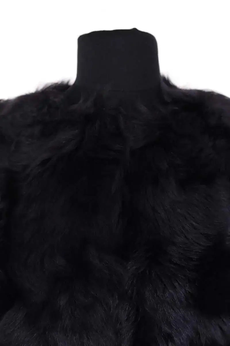 Manteau Maje Noir en Fourrure