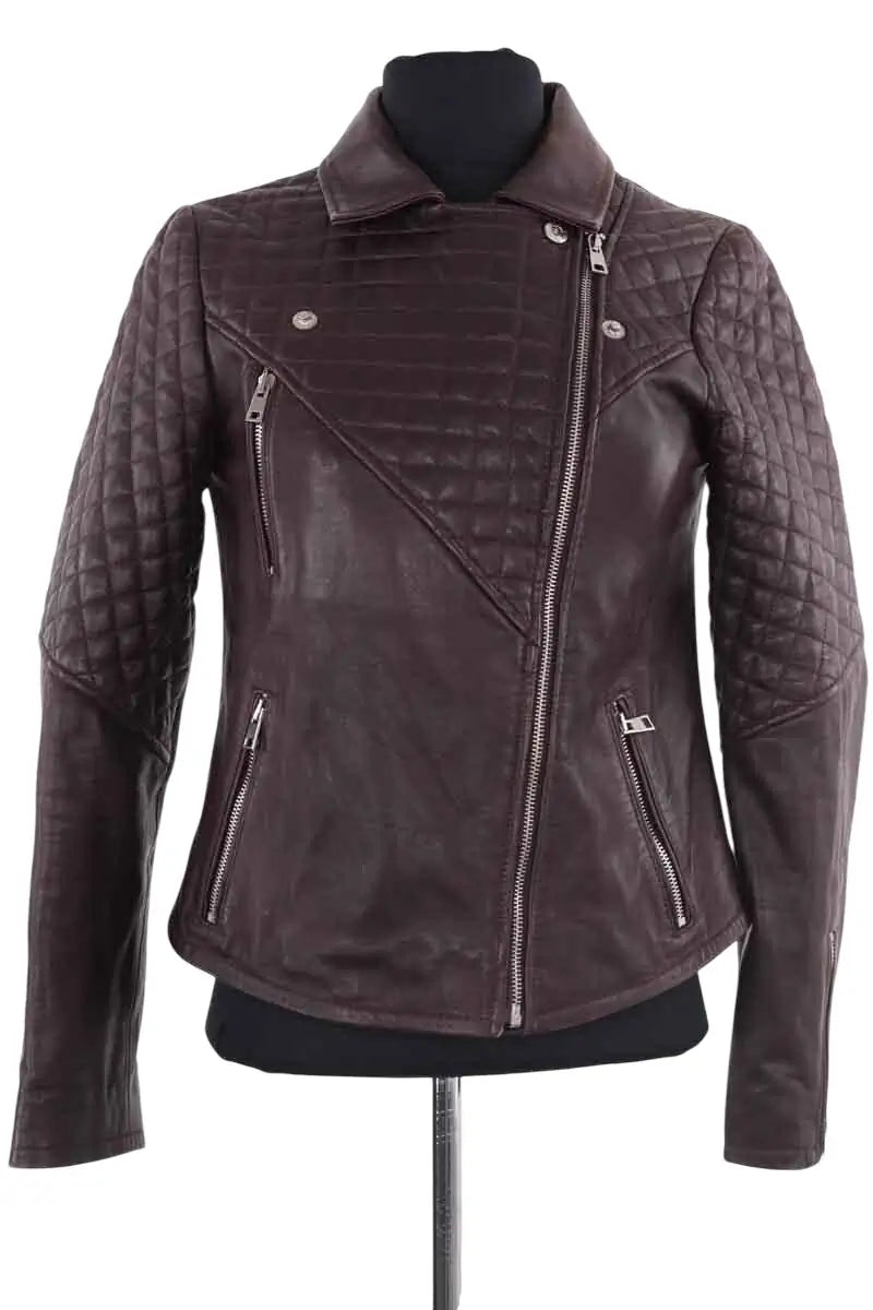 Veste Claudie Pierlot Bordeaux en Cuir, taille S - Seconde Main