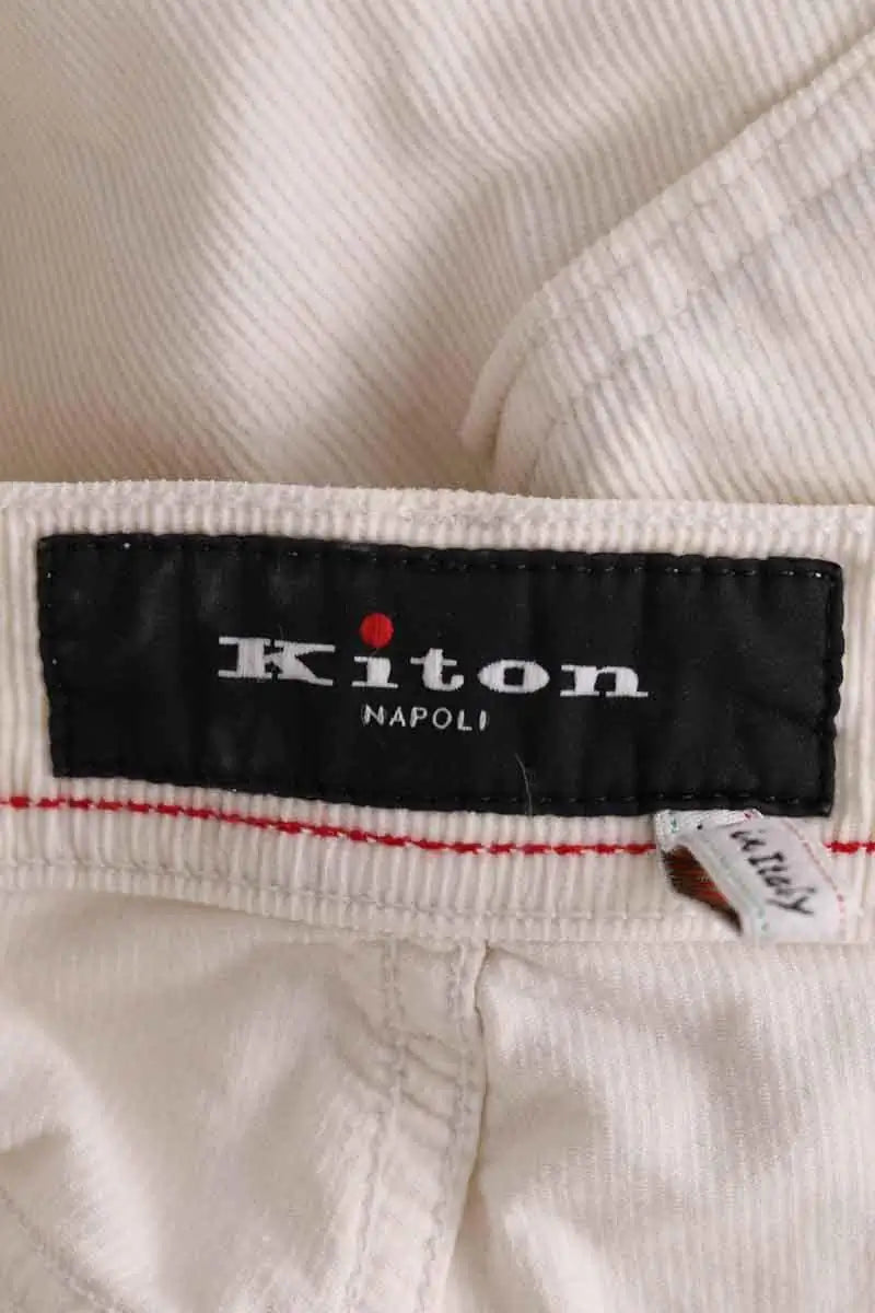 Pantalon droit Kiton Blanc en Coton