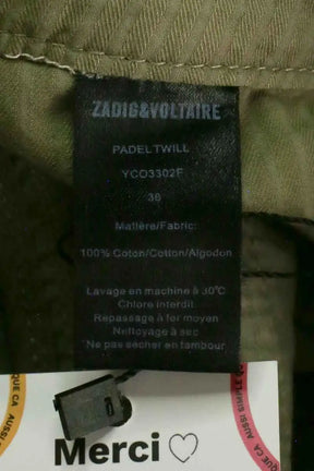 Mini short Zadig & Voltaire Padel Twill Kaki en Coton