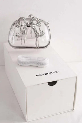 Mini sac cérémonie Self-Portrait Acrylic top handle bag Argent en Synthétique