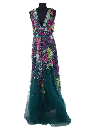 Robe Elie Saab Vert en Soie