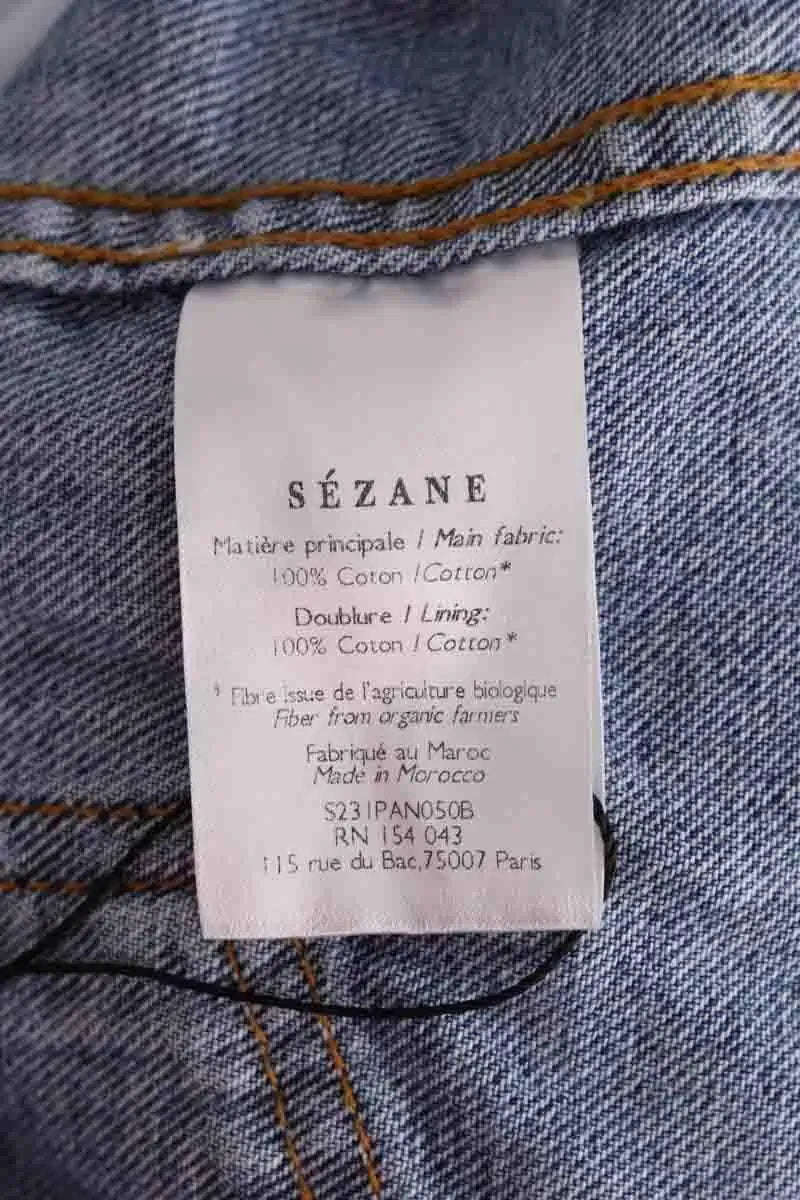 Jean large Sézane Bleu en Coton