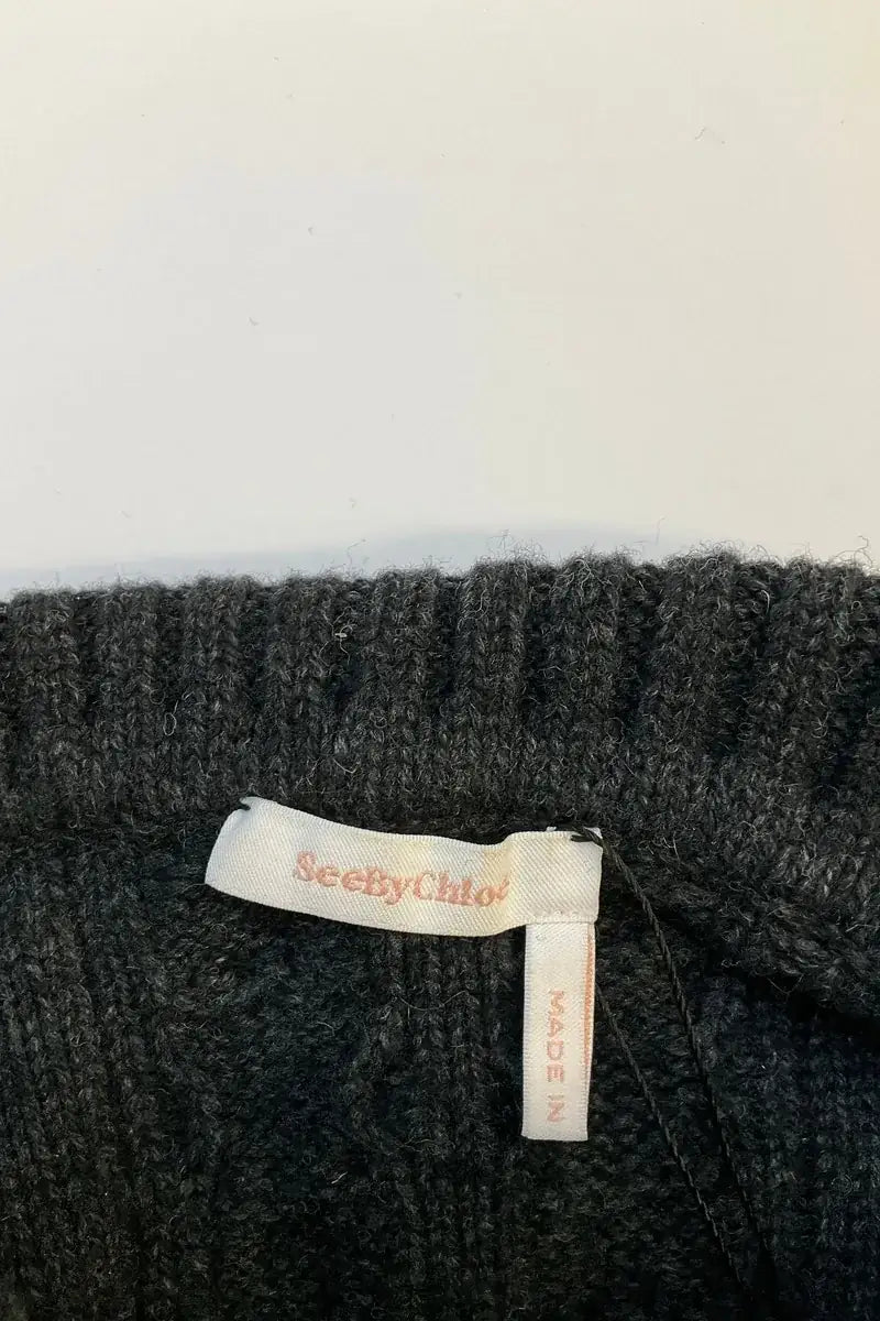 Poncho Chloé Noir en Laine
