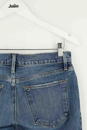 Jean droit Frame Le High Straight Bleu en Coton - élasthanne