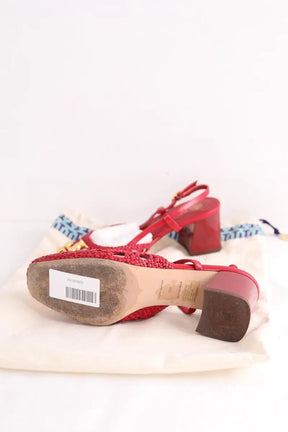 Talons Tory Burch Rouge en Cuir
