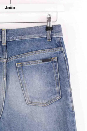 Jean large Saint Laurent Bleu en Coton