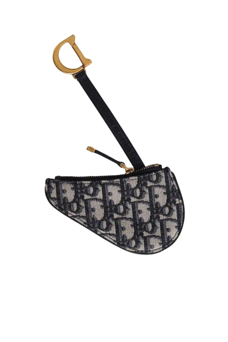 Étui à clés zippé Myrte Saddle Dior Toile jacquard Dior Oblique bleu Bleu en Cuir - Seconde Main