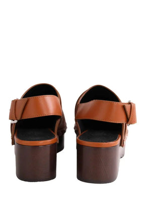 Mules Hippie Hermès HIPPIE Camel en Cuir