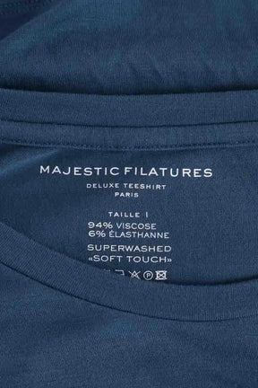 T-shirt Majestic Filatures Bleu en Viscose