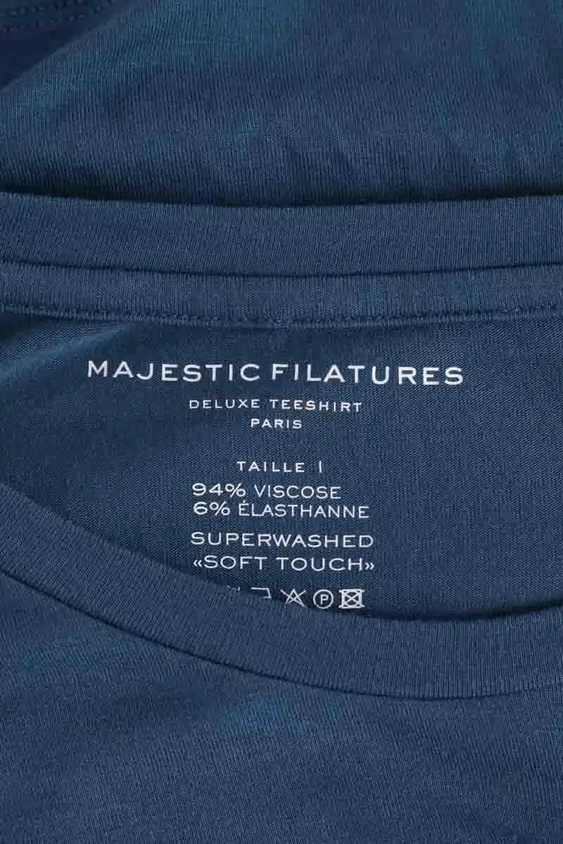 T-shirt Majestic Filatures Bleu en Viscose