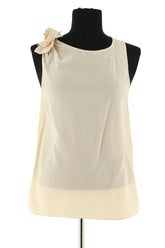 Top sans manche Sandro Beige en Soie, taille S - Seconde Main