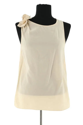 Top sans manche Sandro Beige en Soie, taille S - Seconde Main