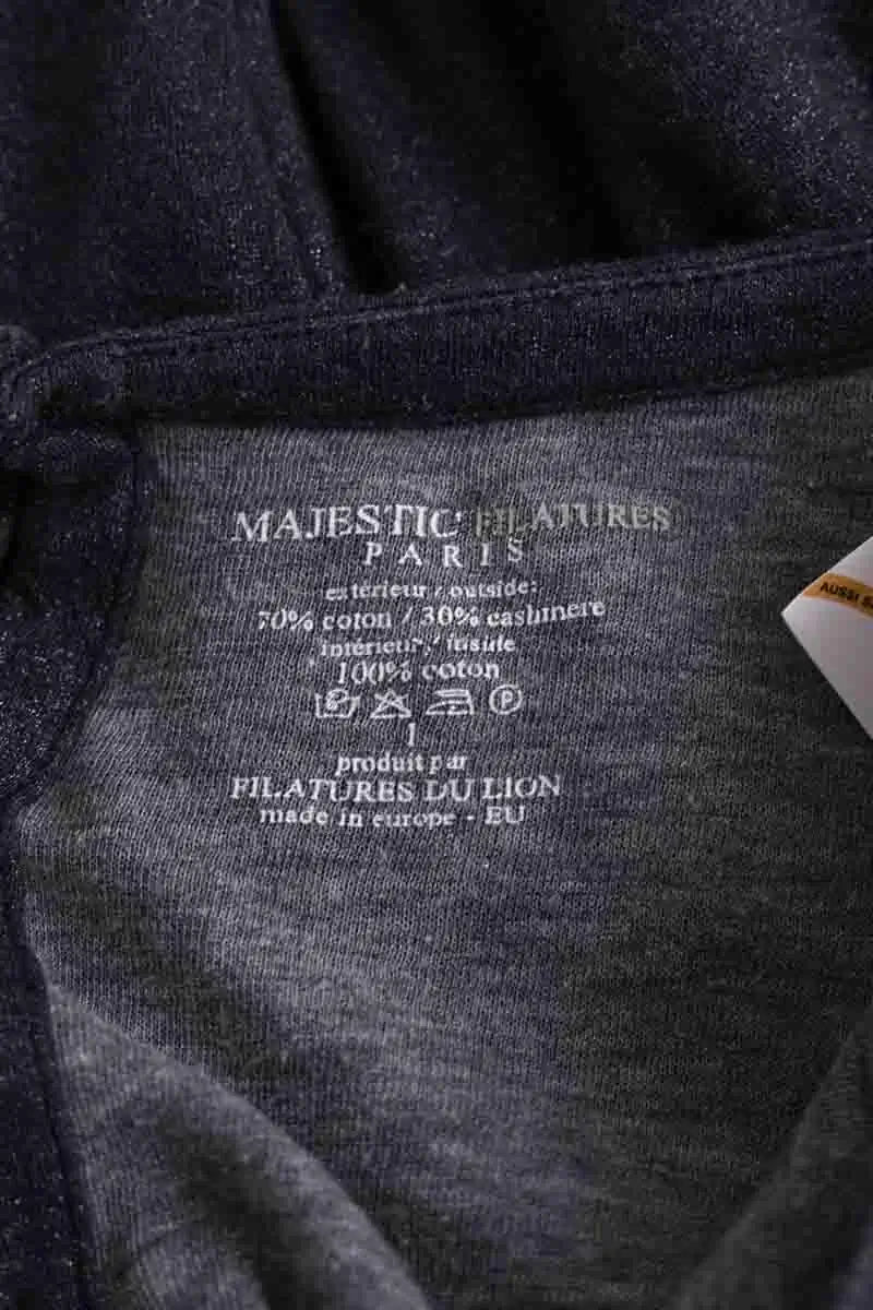 Pull Majestic Filatures Gris en Coton
