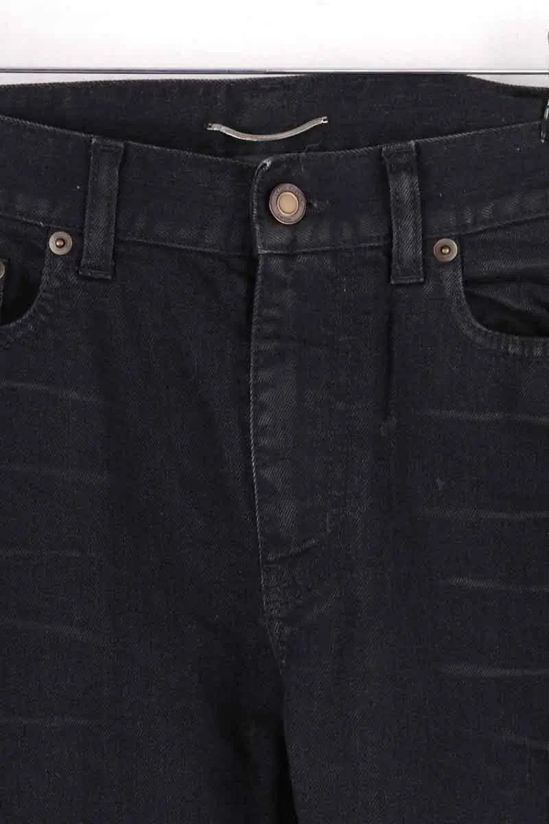 Jean droit Saint Laurent Noir en Coton