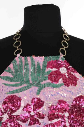 Top sans manche Maje Rose en Paillettes